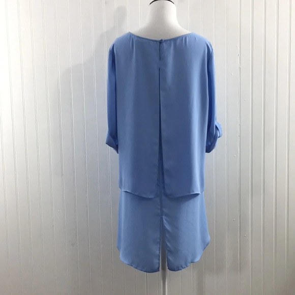 Chico's Blue Kathy Layered Top Womens 1 Medium Split Back Blouse - Picture 4 of 15